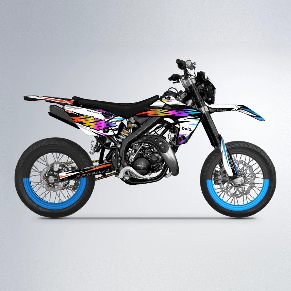 WESTCOAST Rieju MRT supermoto graphics kit in Sunset Fade