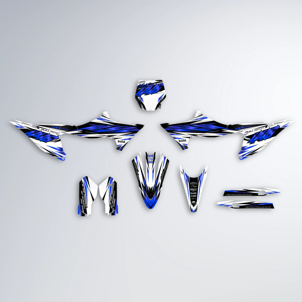 WESTCOAST Stark Varg MX graphics kit parts layout in Blue
