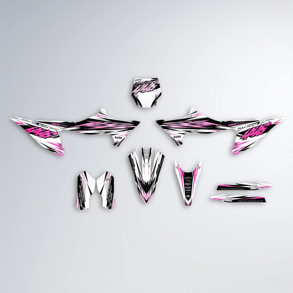 WESTCOAST Stark Varg MX graphics kit parts layout in Flamingo