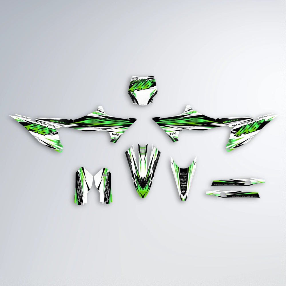WESTCOAST Stark Varg MX graphics kit parts layout in Green