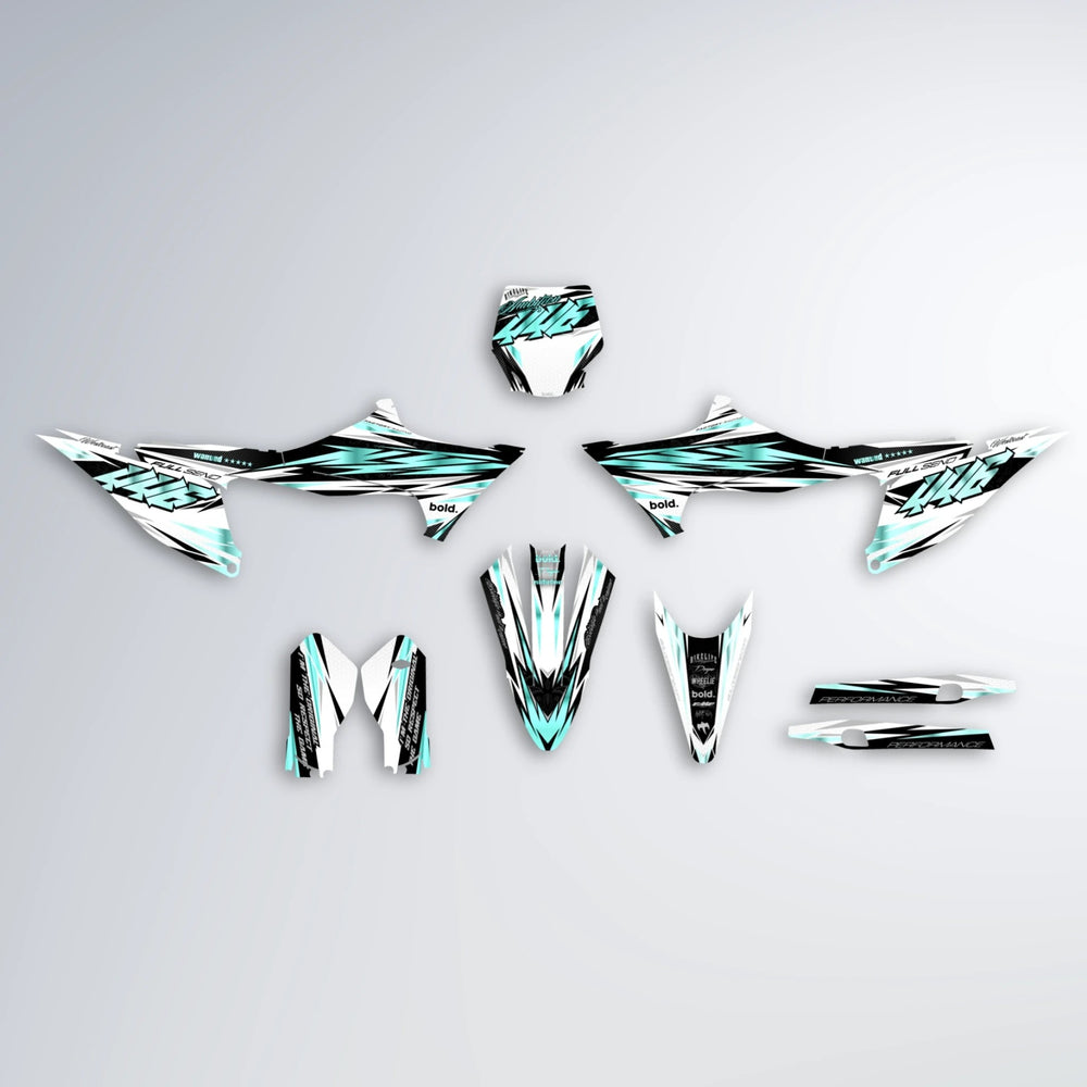 WESTCOAST Stark Varg MX graphics kit parts layout in Mint