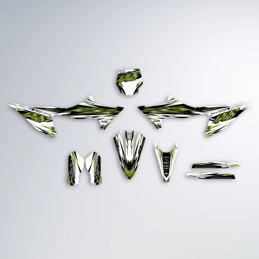WESTCOAST Stark Varg MX graphics kit parts layout in Olive