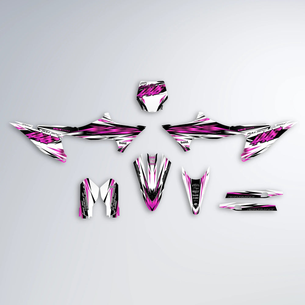 WESTCOAST Stark Varg MX graphics kit parts layout in Pink