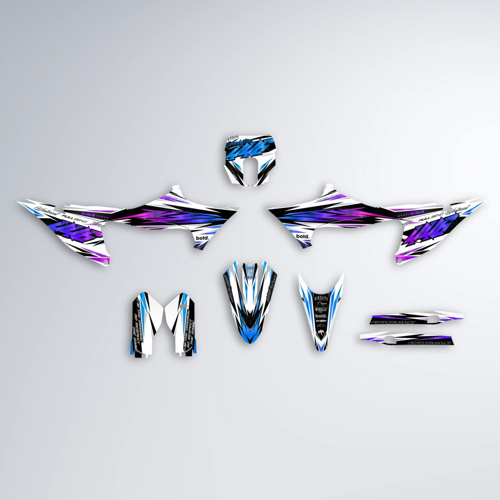 WESTCOAST Stark Varg SM graphics kit parts layout in Blue Purple Fade
