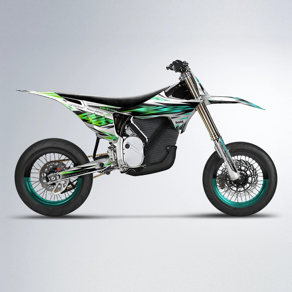 WESTCOAST Stark Varg SM supermoto graphics kit in Cyan & Green