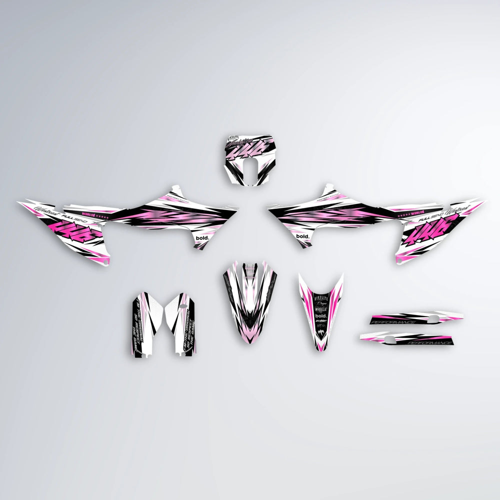 WESTCOAST Stark Varg SM graphics kit parts layout in Flamingo