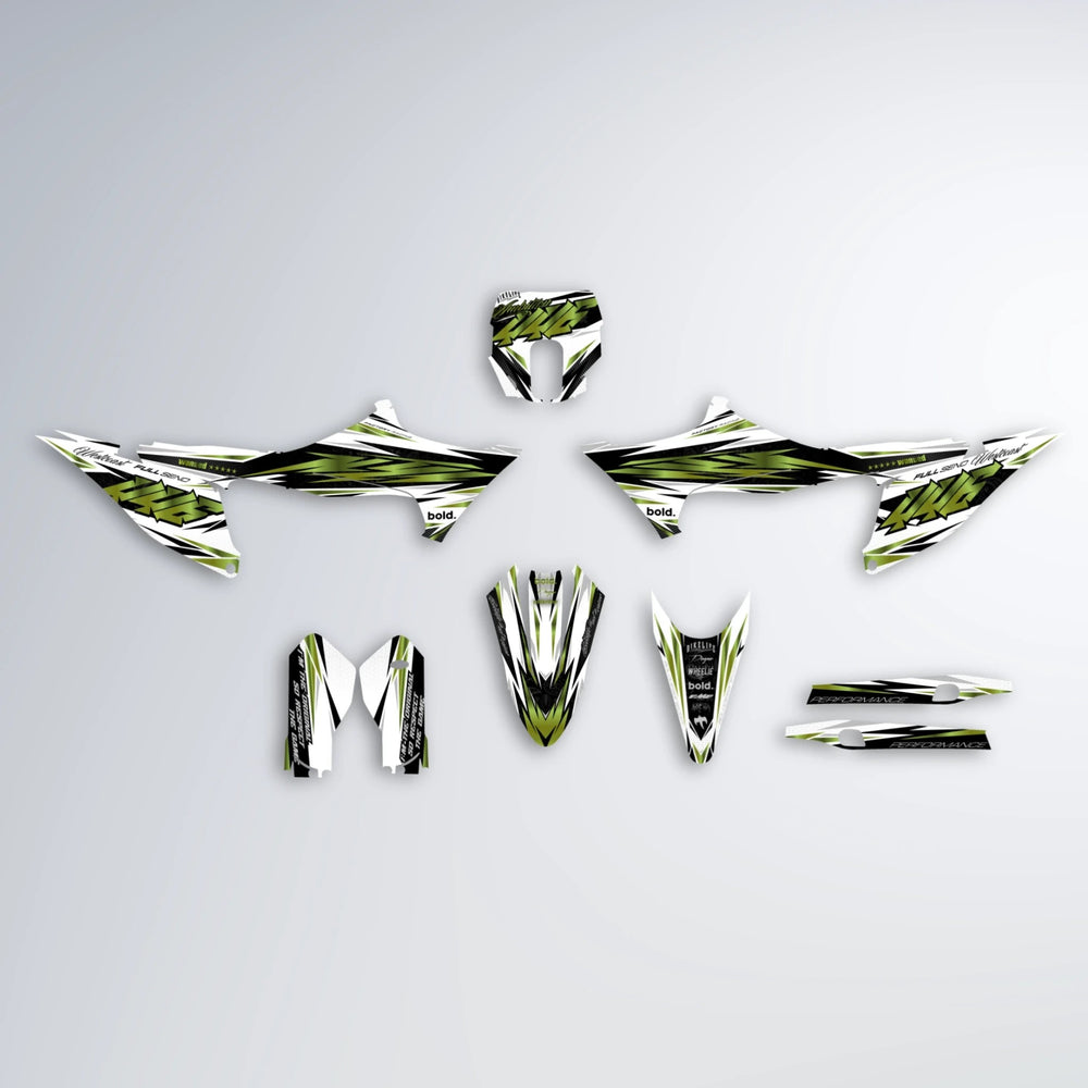 WESTCOAST Stark Varg SM graphics kit parts layout in Olive