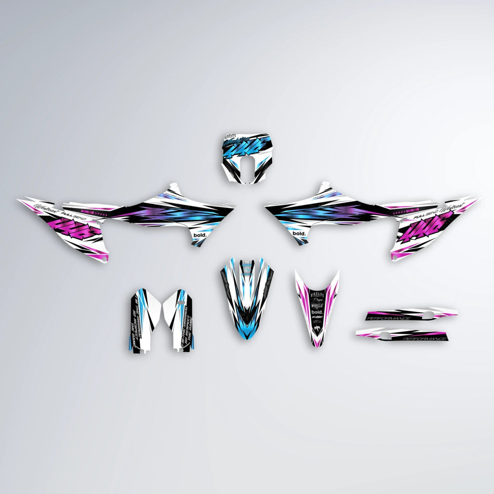 WESTCOAST Stark Varg SM graphics kit parts layout in Pink & Light Blue