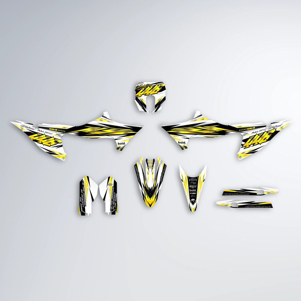 WESTCOAST Stark Varg SM graphics kit parts layout in Yellow