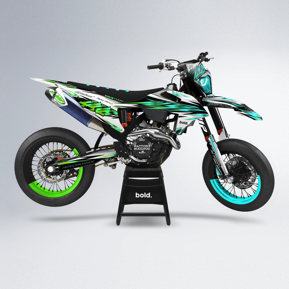 WESTCOAST supermoto graphics kit in Cyan & Green