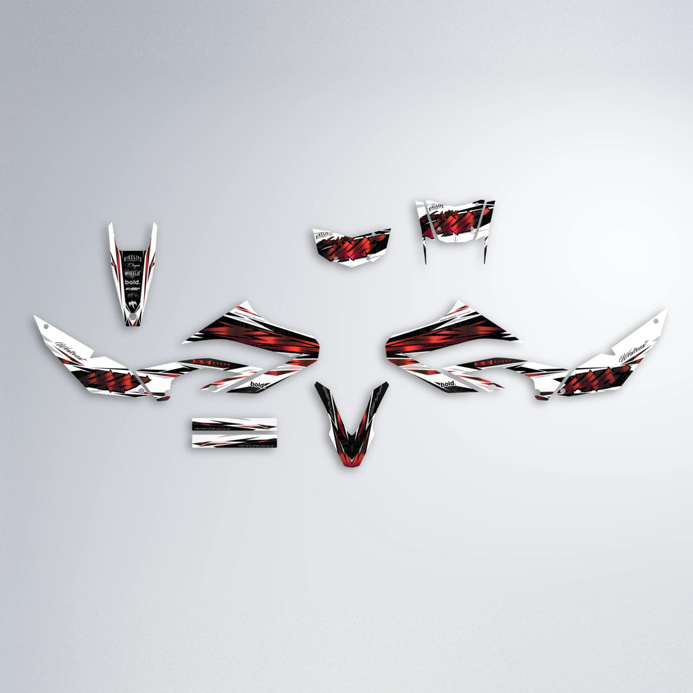 WESTCOAST Yamaha WR 125X graphics kit parts layout in Black & Red