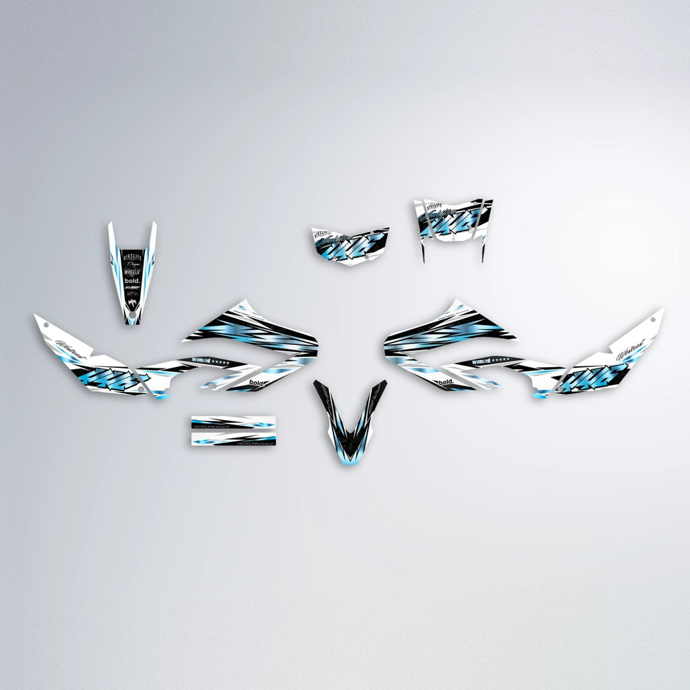 WESTCOAST Yamaha WR 125X graphics kit parts layout in Light Blue & White
