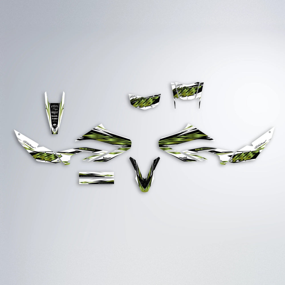 WESTCOAST Yamaha WR 125X graphics kit parts layout in Olive
