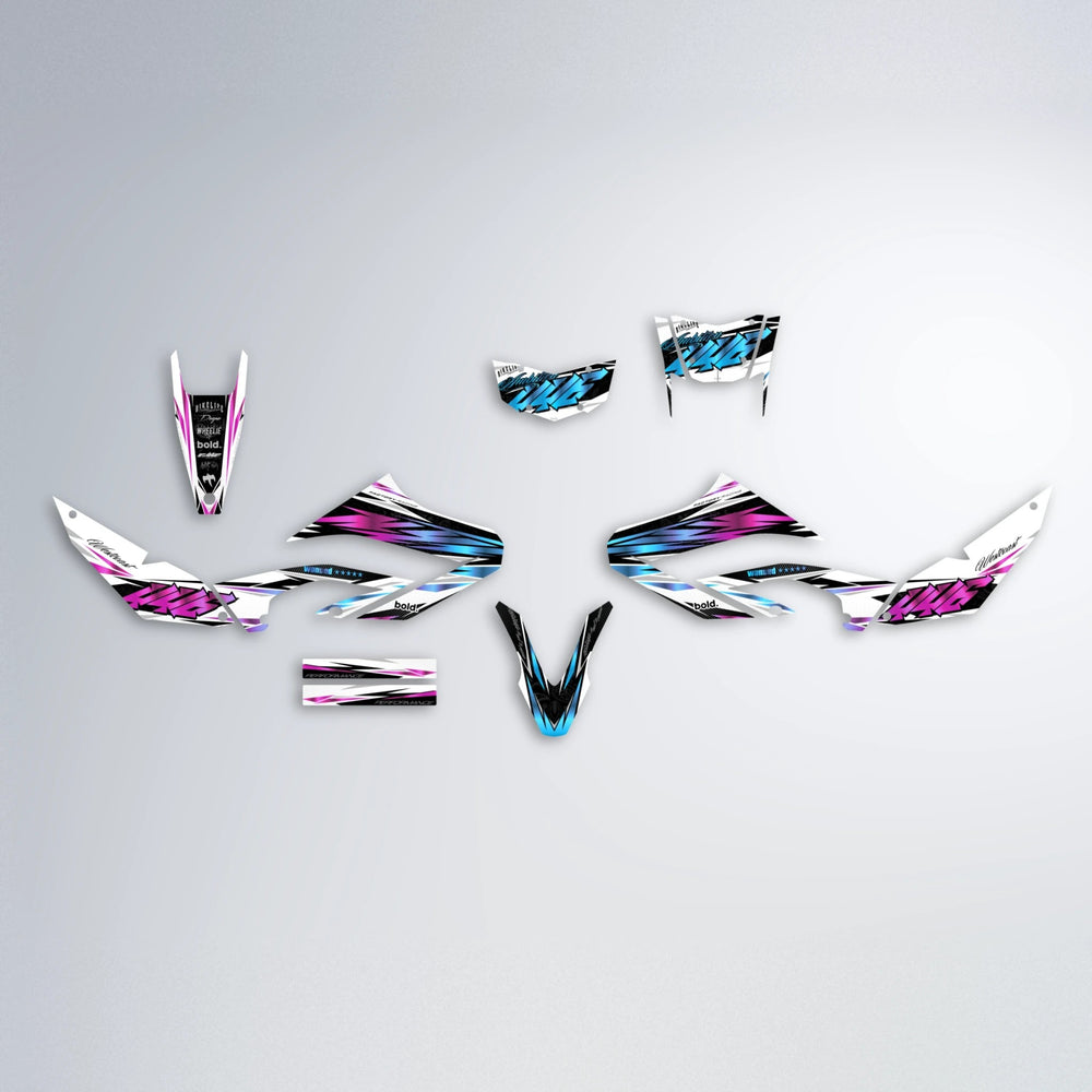 WESTCOAST Yamaha WR 125X graphics kit parts layout in Pink & Light Blue