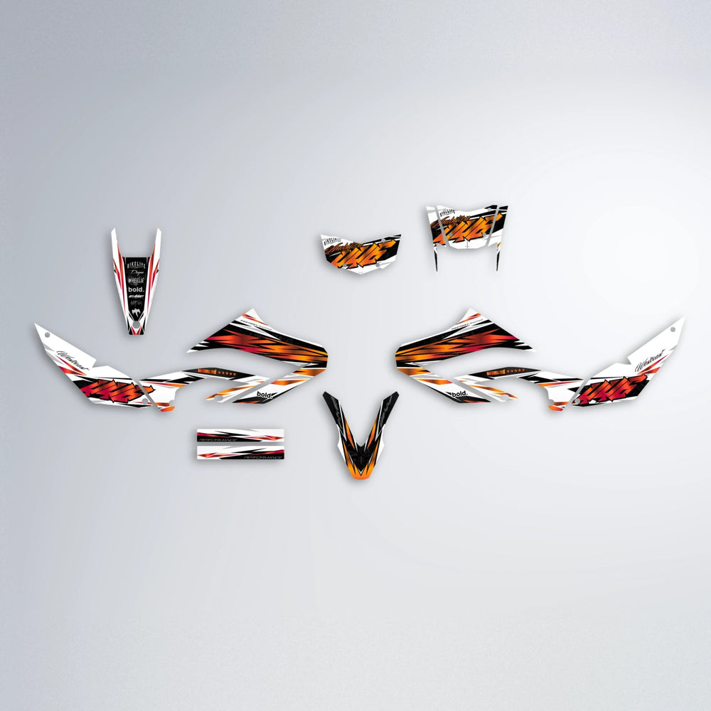 WESTCOAST Yamaha WR 125X graphics kit parts layout in Red & Orange
