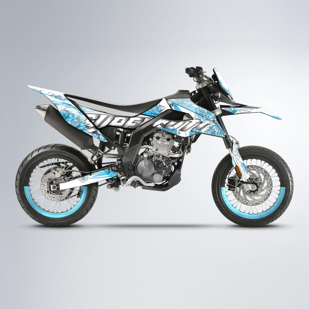 WNICOO Aprilia SX 125 supermoto graphics kit in Light Blue & White