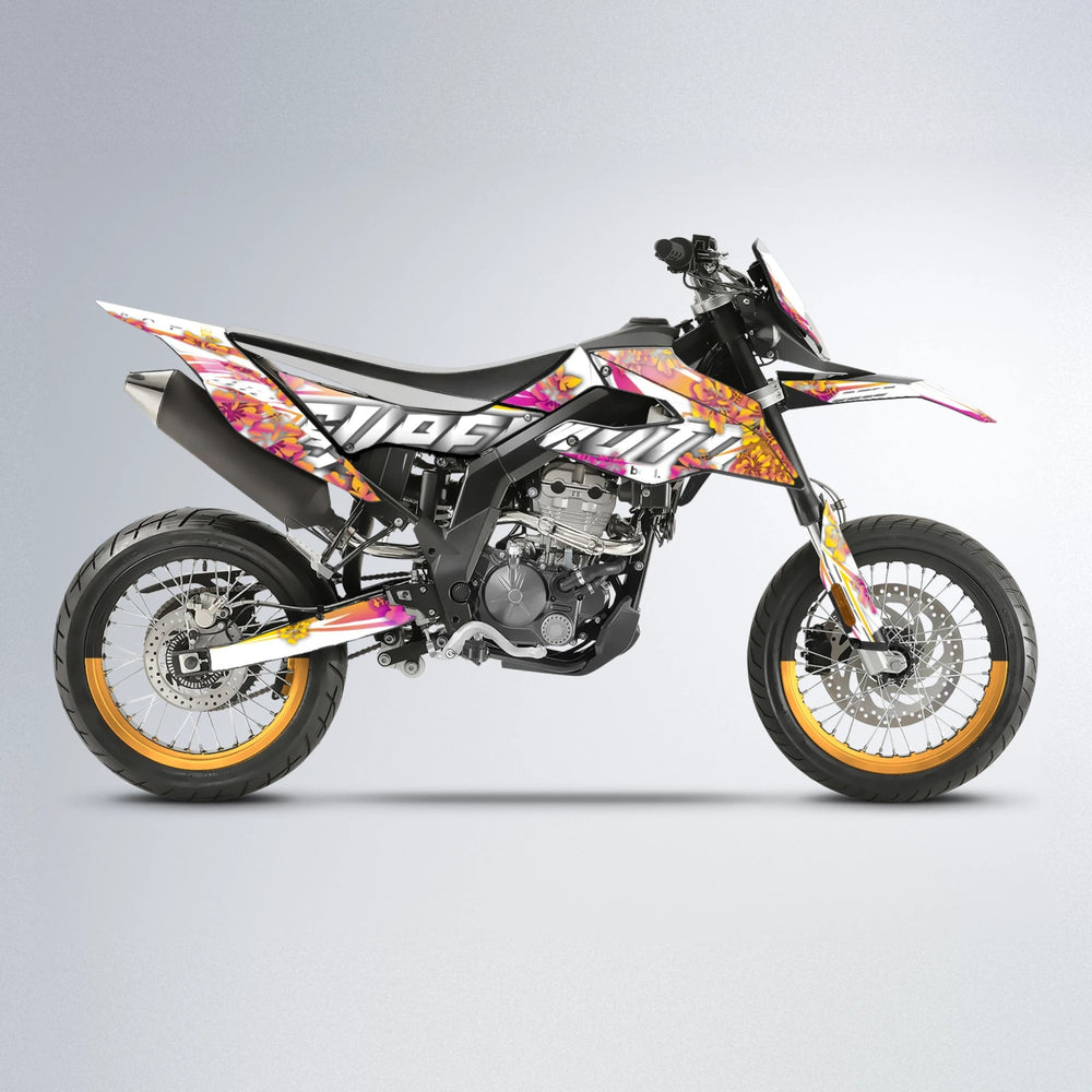WNICOO Aprilia SX 125 supermoto graphics kit in Pink & Yellow