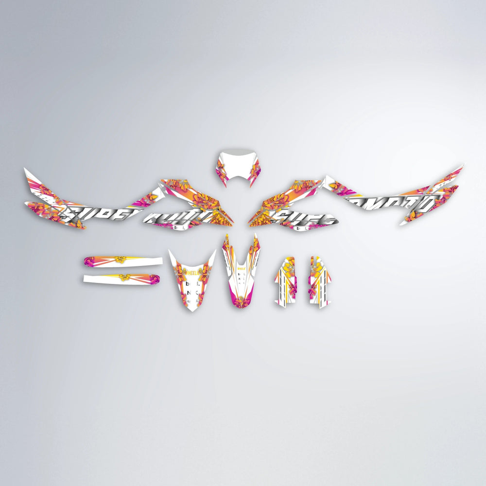 WNICOO Aprilia SX 125 graphics kit parts layout in Pink & Yellow