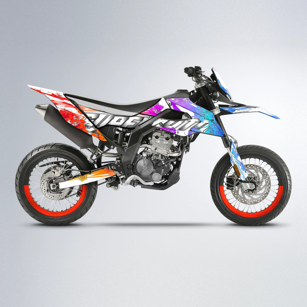 WNICOO Aprilia SX 125 supermoto graphics kit in Sunset Fade