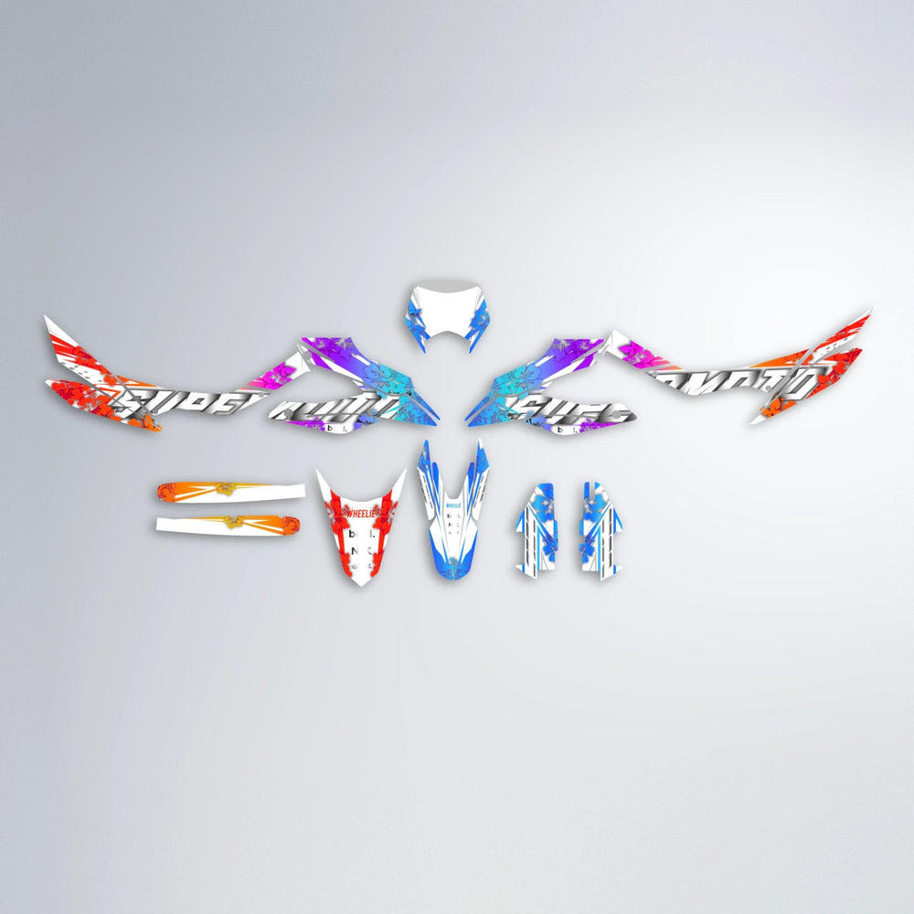 WNICOO Aprilia SX 125 graphics kit parts layout in Sunset Fade