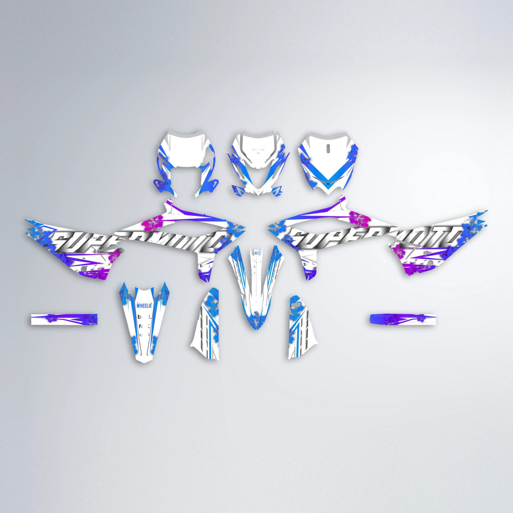 WNICOO Beta graphics kit parts layout in Blue Purple Fade