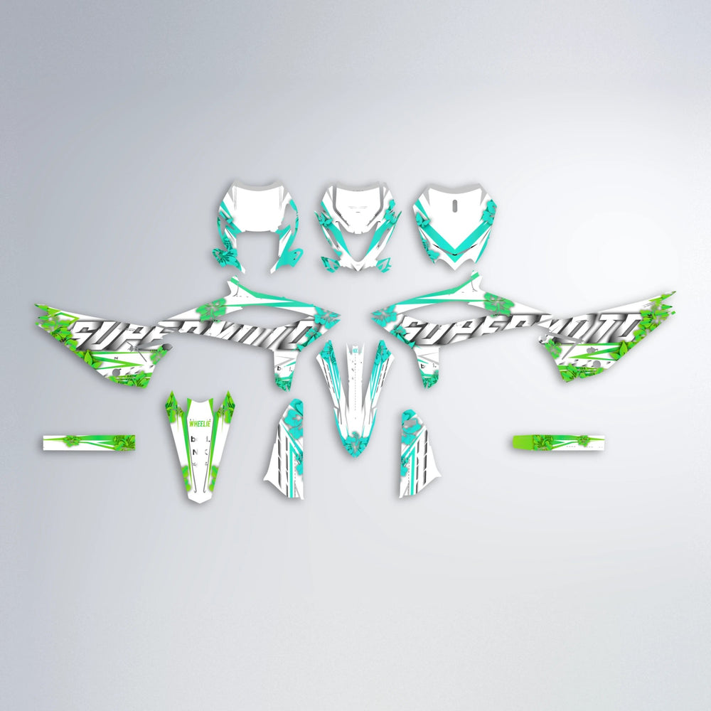 WNICOO Beta graphics kit parts layout in Cyan & Green