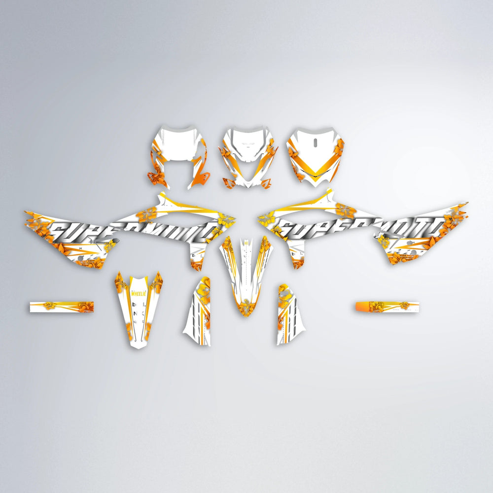 WNICOO Beta graphics kit parts layout in Orange & Yellow