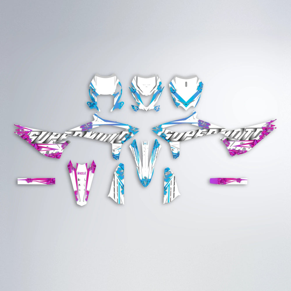 WNICOO Beta graphics kit parts layout in Pink & Light Blue