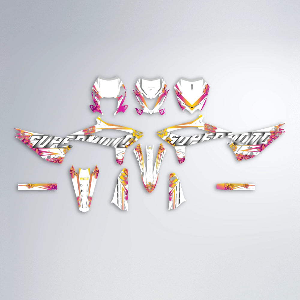 WNICOO Beta graphics kit parts layout in Pink & Yellow
