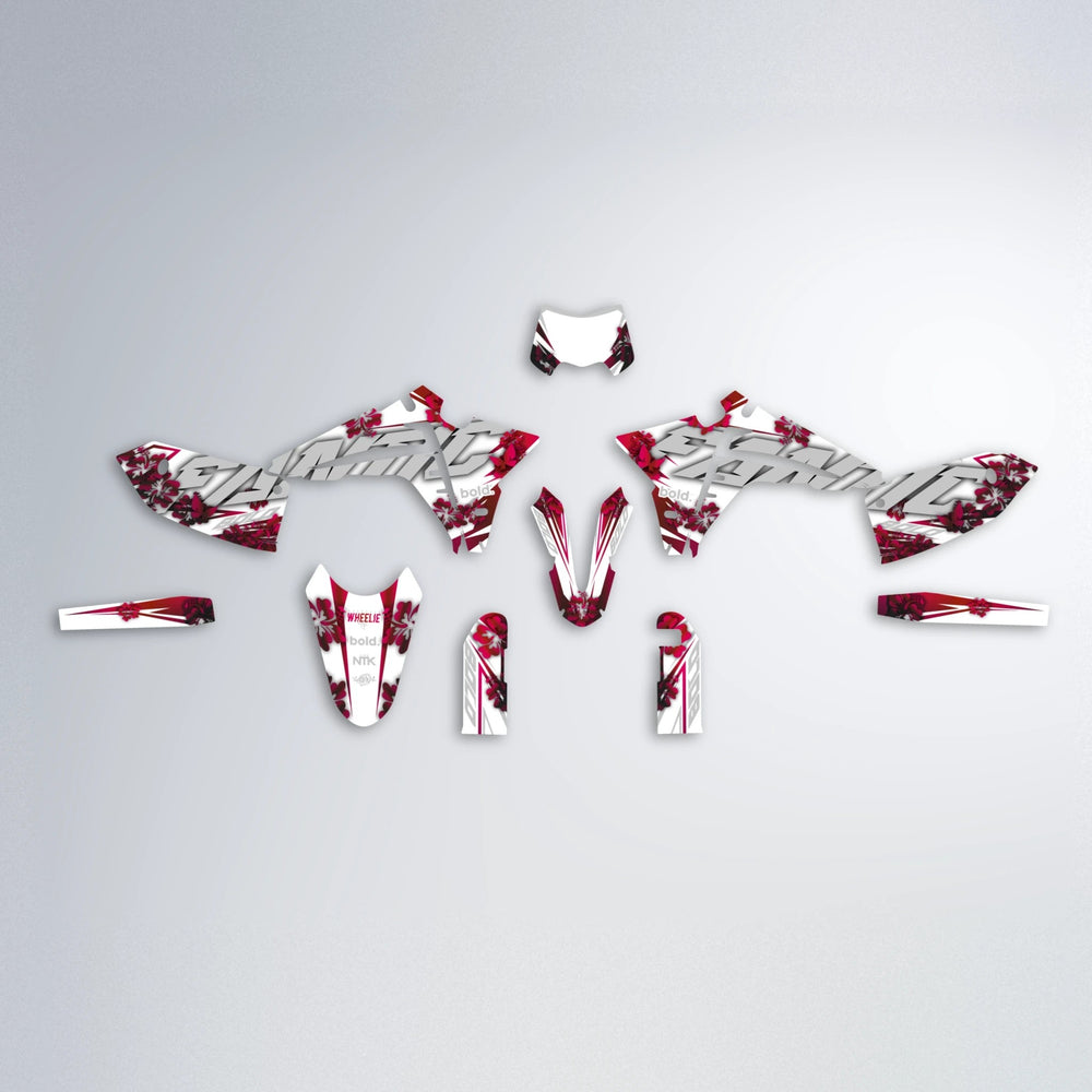 WNICOO Fantic graphics kit parts layout in Black & Red