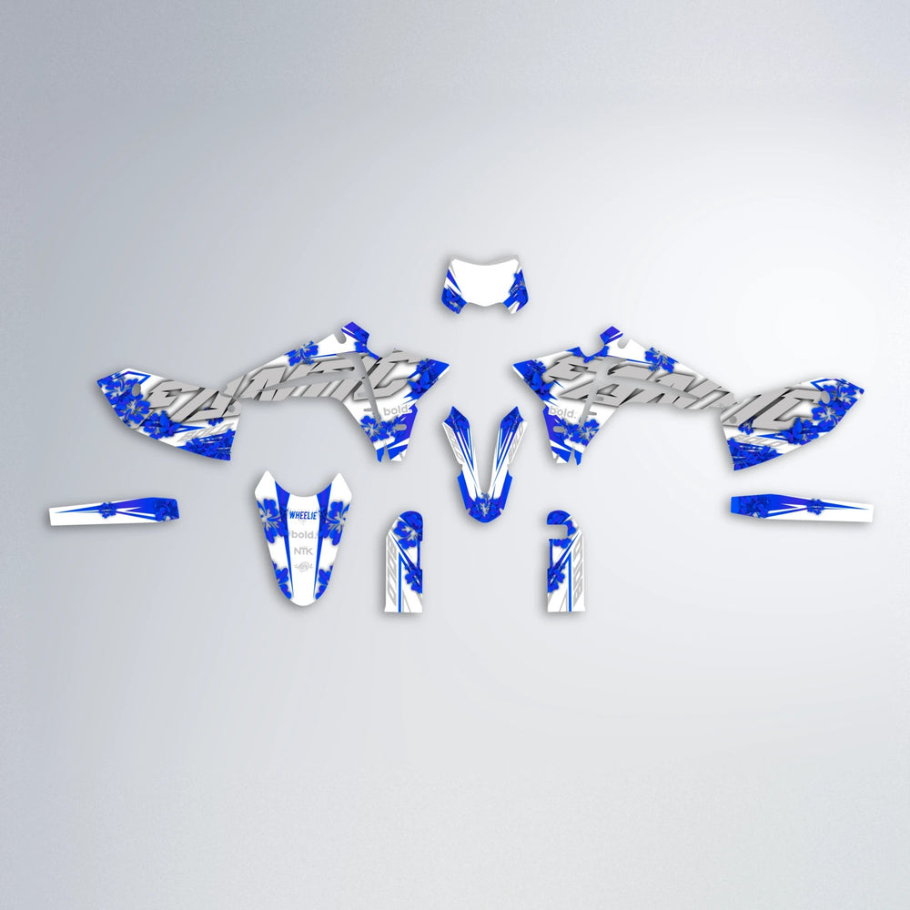 WNICOO Fantic graphics kit parts layout in Blue
