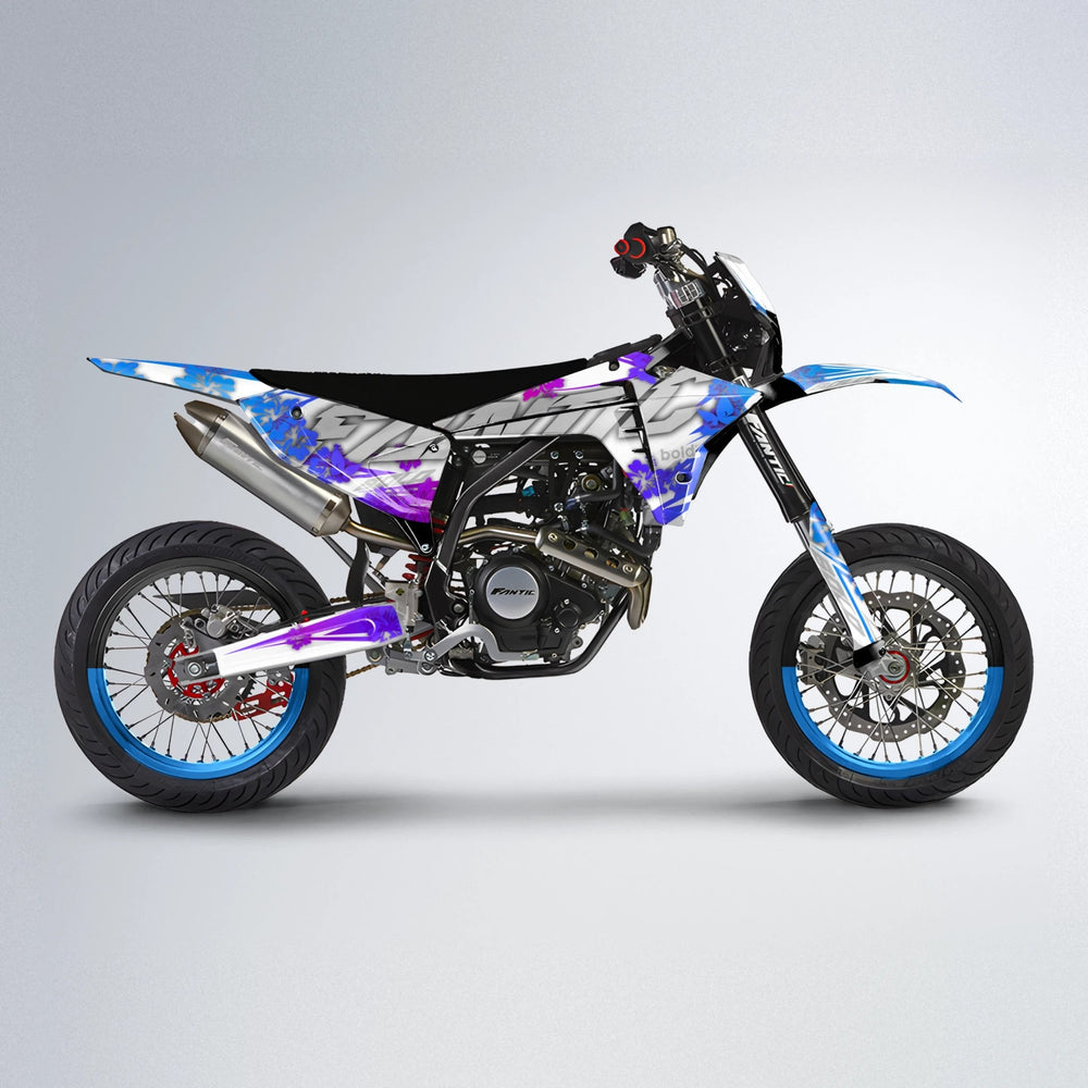 WNICOO Fantic supermoto graphics kit in Blue Purple Fade