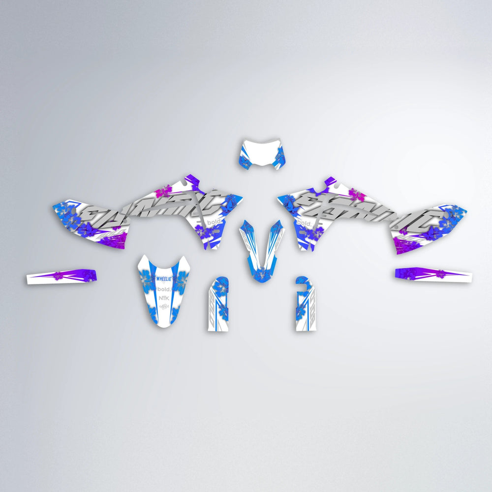 WNICOO Fantic graphics kit parts layout in Blue Purple Fade