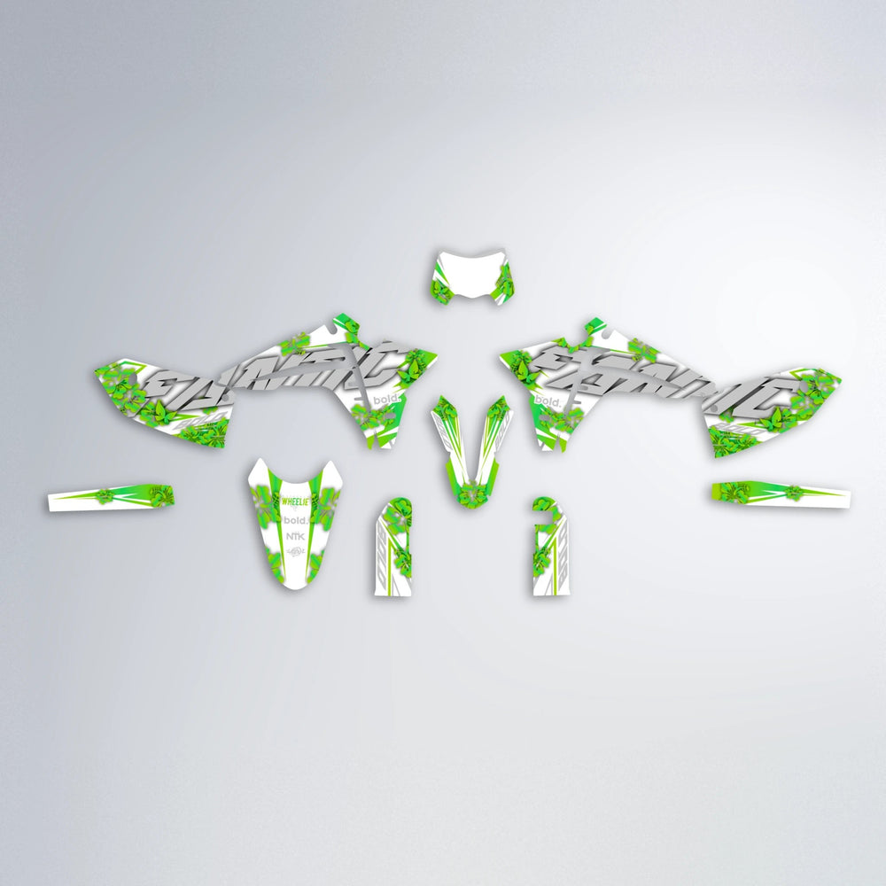 WNICOO Fantic graphics kit parts layout in Green