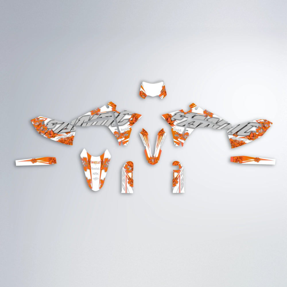 WNICOO Fantic graphics kit parts layout in Orange