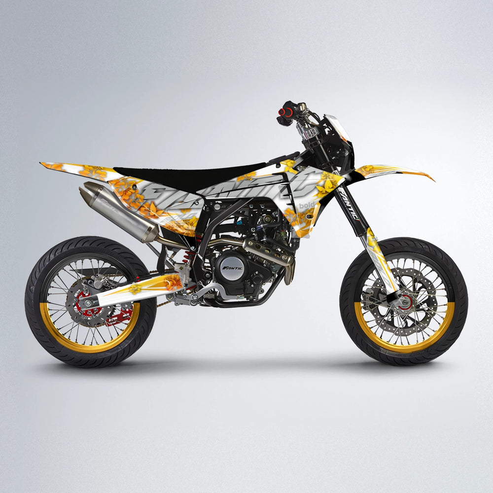 WNICOO Fantic supermoto graphics kit in Orange & Yellow