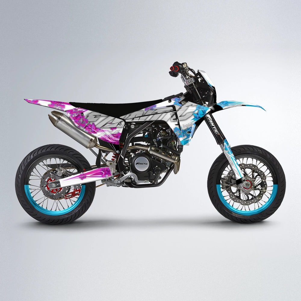 WNICOO Fantic supermoto graphics kit in Pink & Light Blue