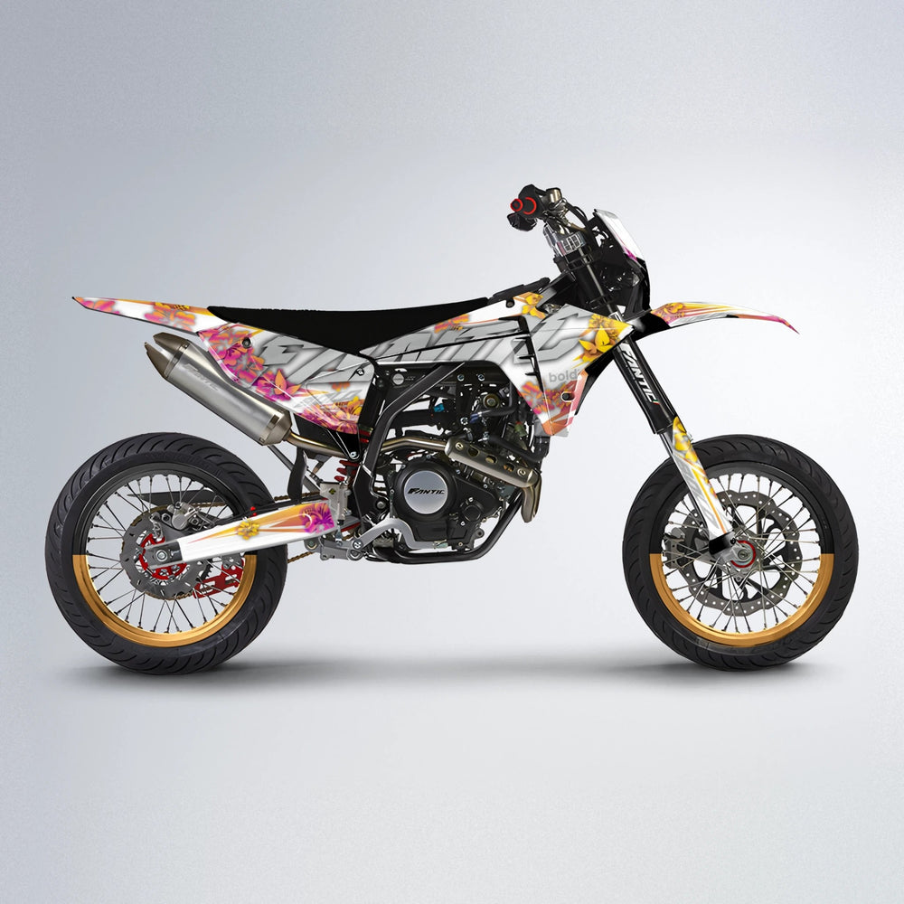 WNICOO Fantic supermoto graphics kit in Pink & Yellow