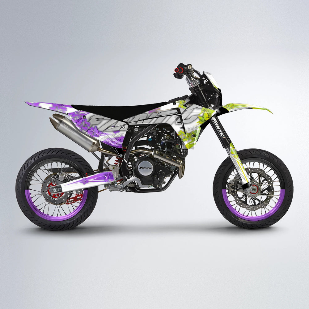 WNICOO Fantic supermoto graphics kit in Purple & Yellow