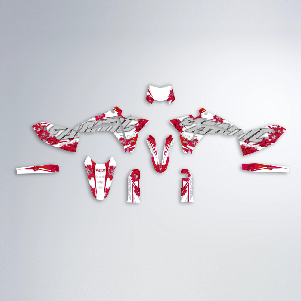 WNICOO Fantic graphics kit parts layout in Red