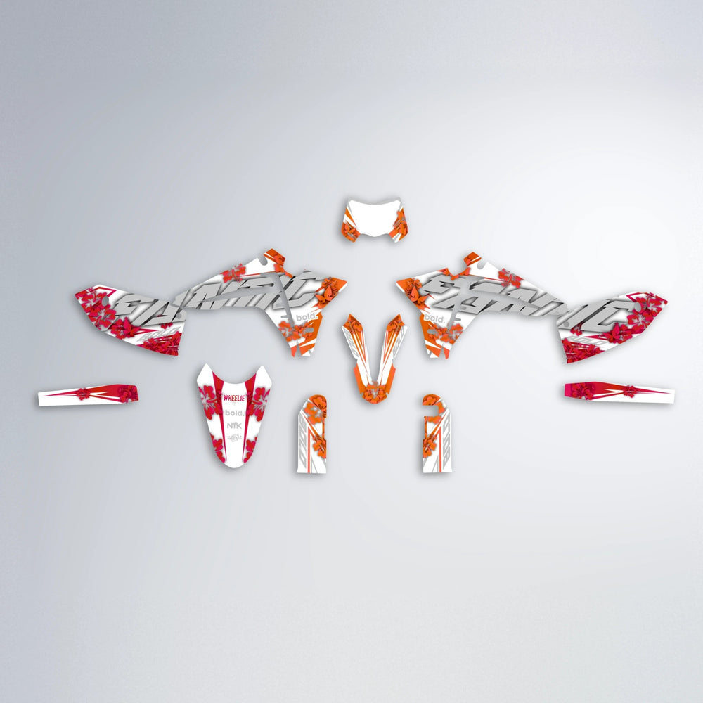 WNICOO Fantic graphics kit parts layout in Red & Orange