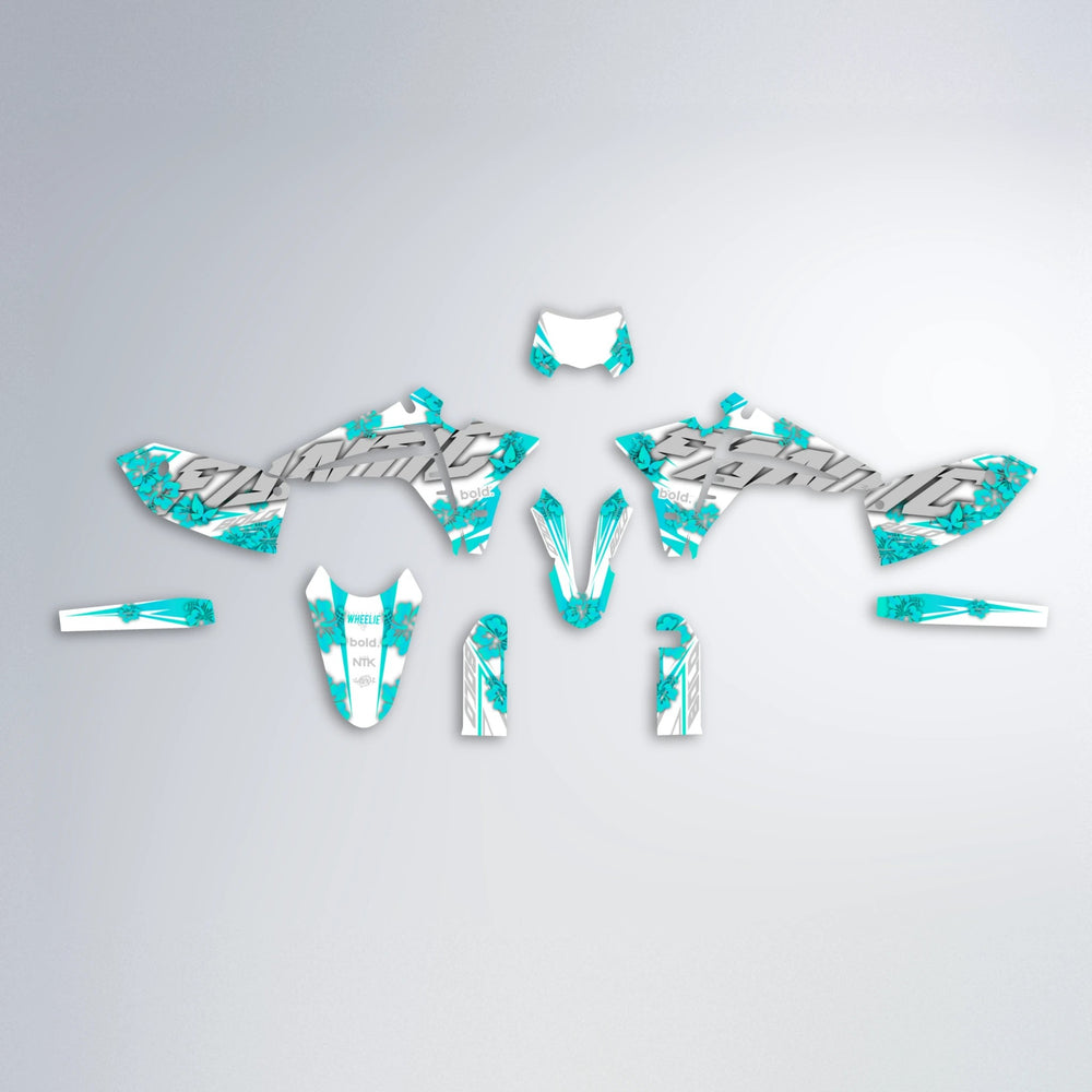 WNICOO Fantic graphics kit parts layout in Teal