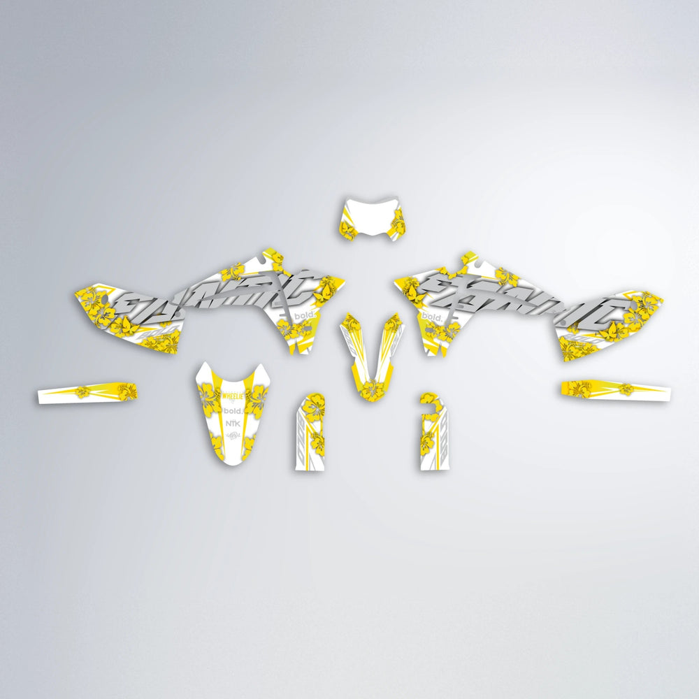 WNICOO Fantic graphics kit parts layout in Yellow