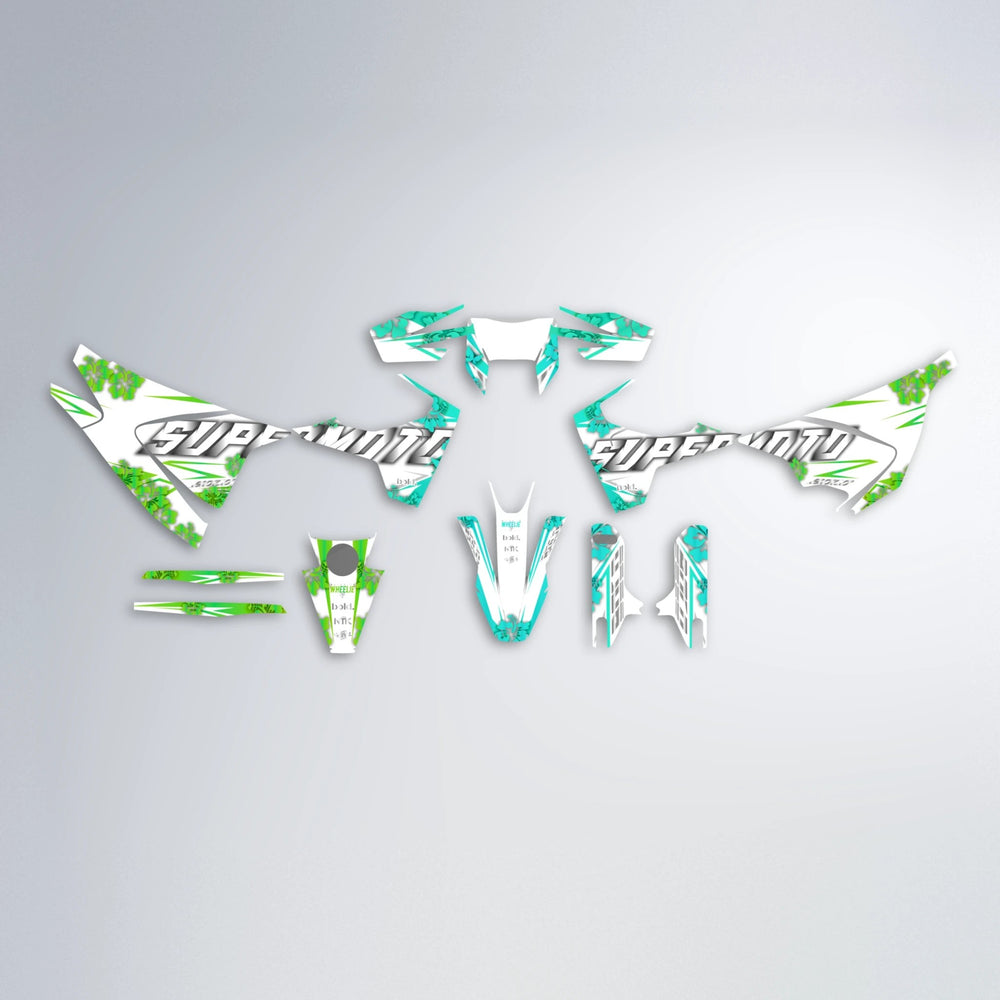 WNICOO Husqvarna 701 graphics kit parts layout in Cyan & Green
