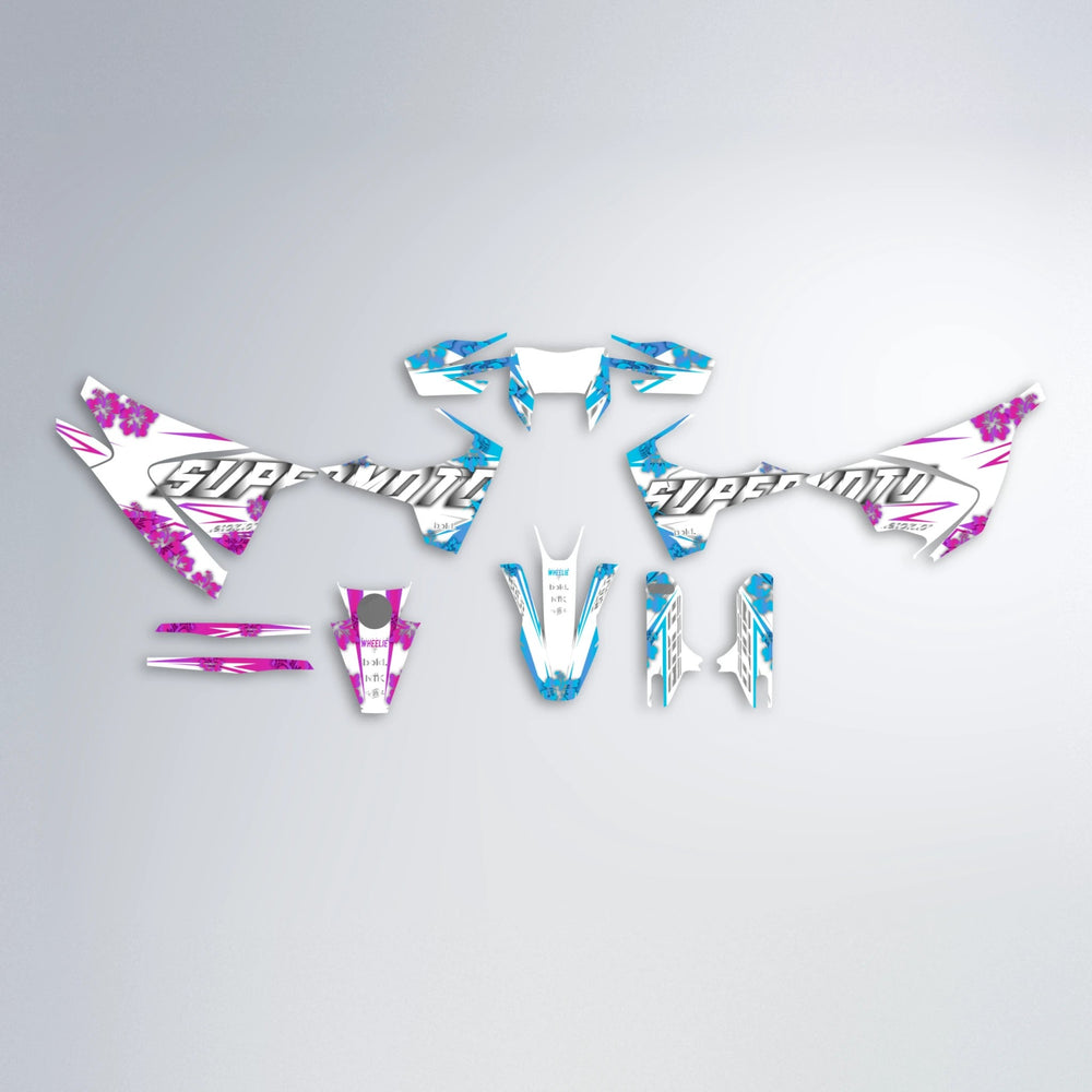 WNICOO Husqvarna 701 graphics kit parts layout in Pink & Light Blue