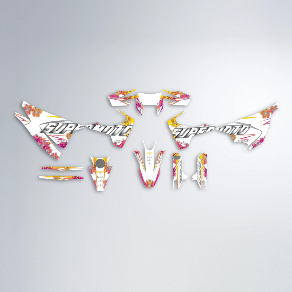 WNICOO Husqvarna 701 graphics kit parts layout in Pink & Yellow