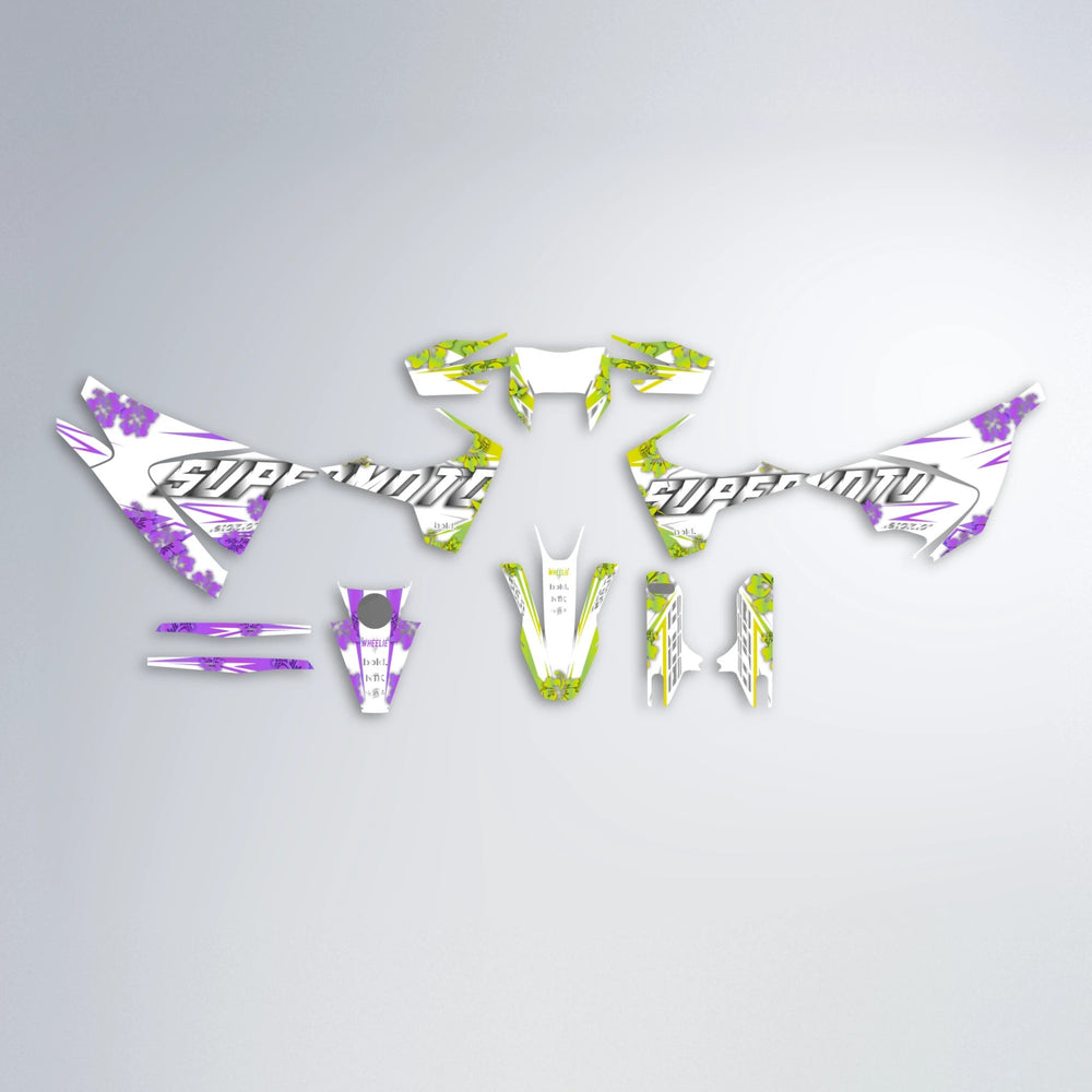 WNICOO Husqvarna 701 graphics kit parts layout in Purple & Yellow