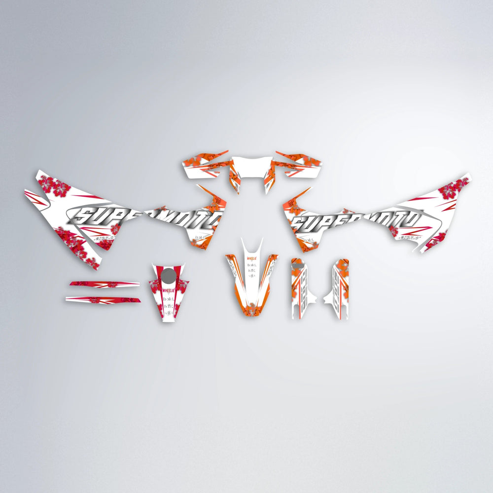 WNICOO Husqvarna 701 graphics kit parts layout in Red & Orange