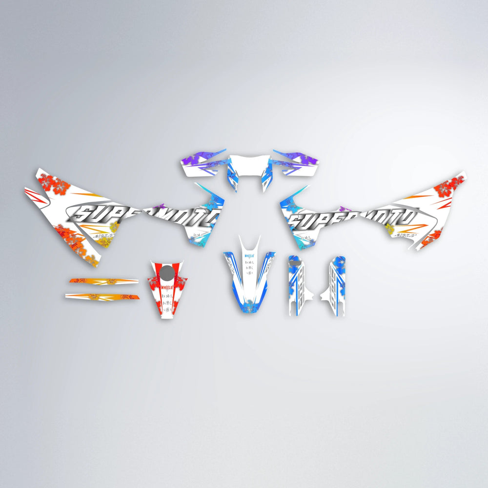 WNICOO Husqvarna 701 graphics kit parts layout in Sunset Fade