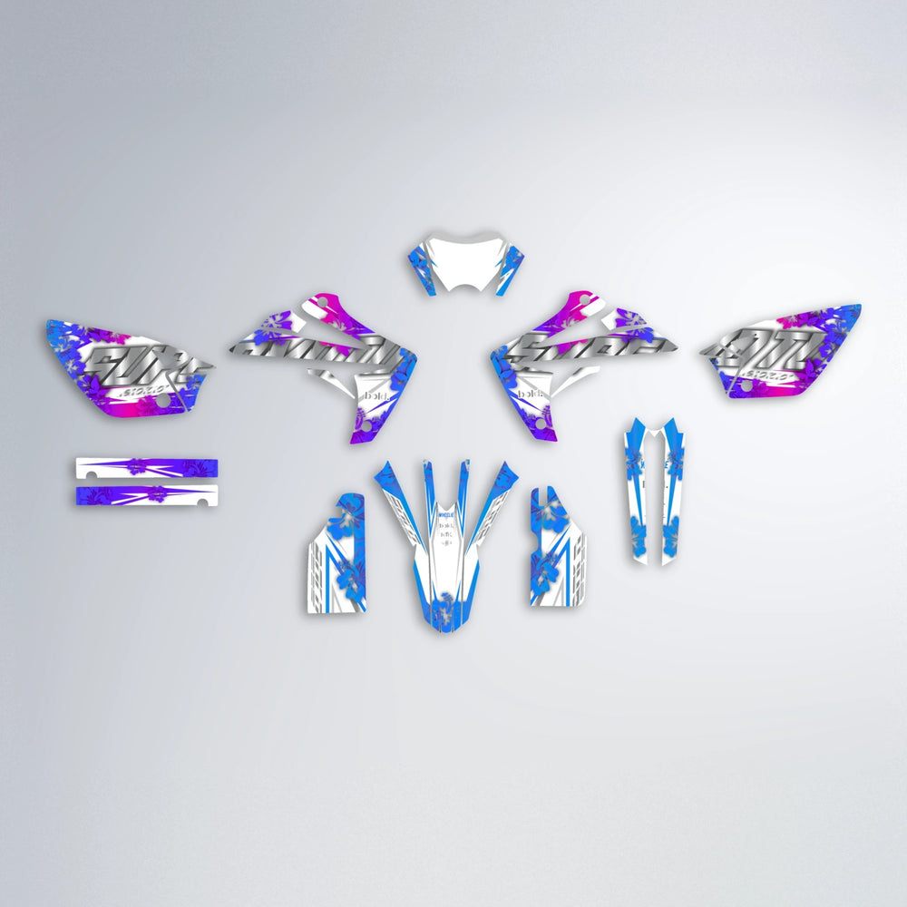 WNICOO Rieju MRT graphics kit parts layout in Blue Purple Fade